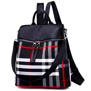 Stylish Black Tartan Plaid Daypack Bag Purse